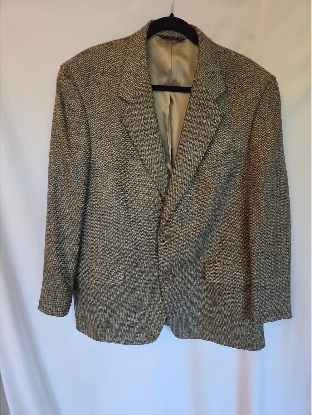 Vintage Brooks Brothers Tweed Blazer Jacket Mens 45R Brown Herringbone USA UNITE